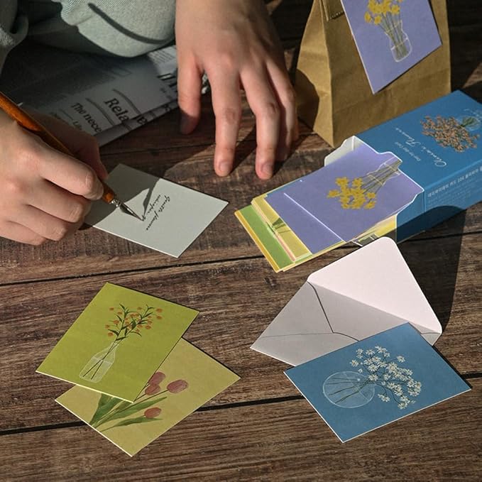 Monolike Day by Day Card, 106 Olivia's Flowers Series.1 - Mix 48 Mini Single cards, 24 envelopes Package