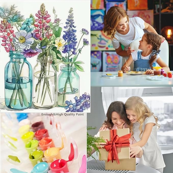 CSZPPQAF Paint by Numbers Kit for Adults Beginner, Flower Paint by Number Kits on Canvas, DIY Easy Acrylic Watercolor Oil Painting by Numbers for Home Wall Decor 16X20inch