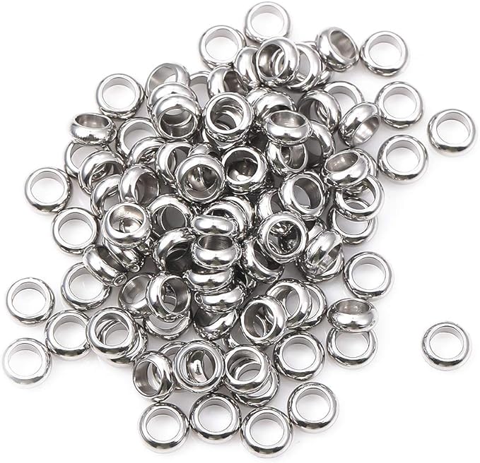 Stainless Steel Spacer Beads 5x2mm Rondelle Loose Charm Caps Beads for DIY Jewelry Making 100pcs with 3mm Hole