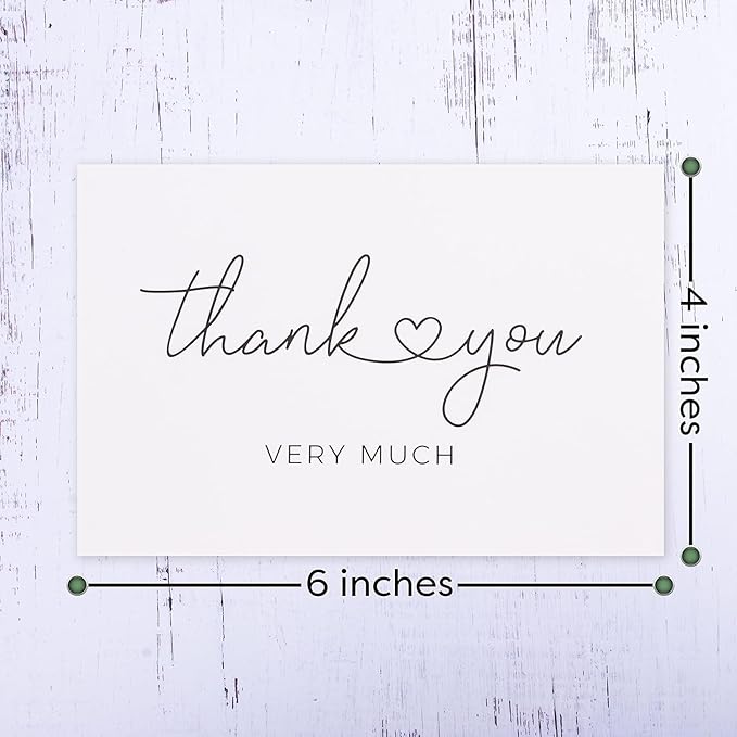 Durabasics 120 Thank You Cards with Envelopes to Express Gratitude – Wedding Thank You Cards with Envelopes & Stickers - For Any Occasion - Bridal Shower, Engagement, Graduation & More, 4" x 6"