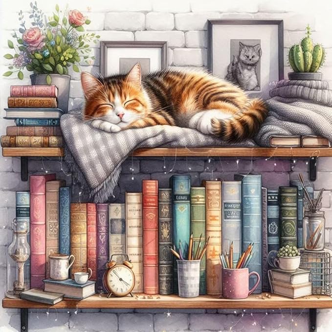 Acudotr Diamond Painting Kits for Adults, 5D DIY Cat Diamond Art Kits for Beginners, Full Drill Diamond Painting Kits for Home Wall Decor, 12x12 Inch