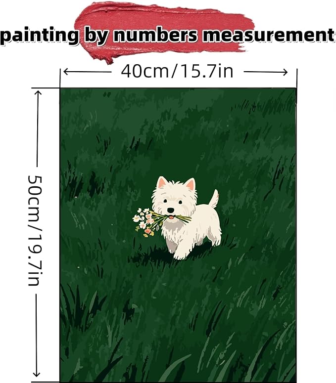 Paint by Numbers Kit for Adults Beginner,Grassland Puppy Paint by Number Kits Canvas Without Framed,Animal DIY Acrylic Oil Painting Adults Paint by Numbers Kits for Home Wall Decor 16x20 Inch