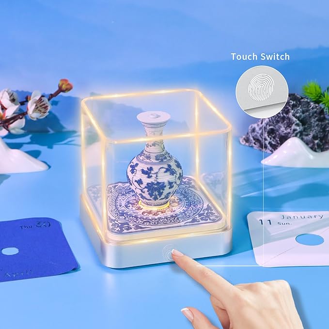 3D Time Piece Calendar 2026 3D Tear Away Art Memo Pad Notepad Desk Calendar with Light,3D Art Calendar Desktop Decoration Gift for Christmas (Blue and White Porcelain)