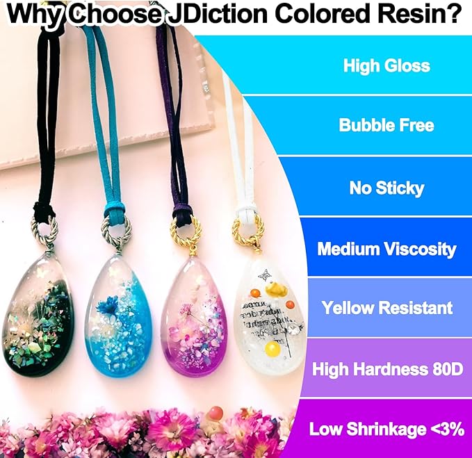 JDiction UV Resin White, 100g Colored UV Resin Odorless and Hard UV Resins Kit for Jewelry Making, Colored Resins Casting and Coating, Crafts and Decoration