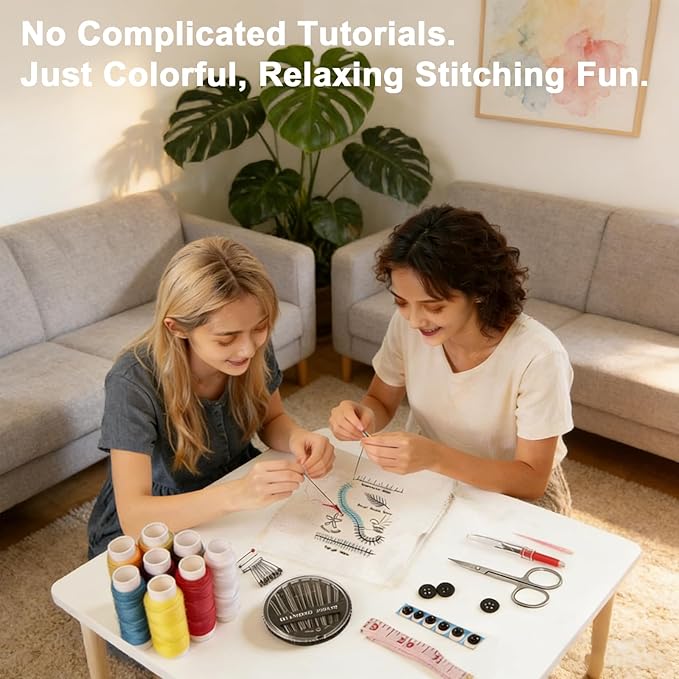 Funcupri ﻿2026 New Embroidery Stitch Book Kit,Beginner Embroidery Kit for Adults, Hand Embroidery Kit for Sew Enthusiast