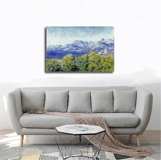 CFIOZYOS 40+ Monet Famous Print Posters View of Ventimiglia by Claude Monet Impressionism Canvas Poster Wall Art Print Bedroom Decor Office Room Kitchen Decor Gift Frame 20×30inch(50×75cm)