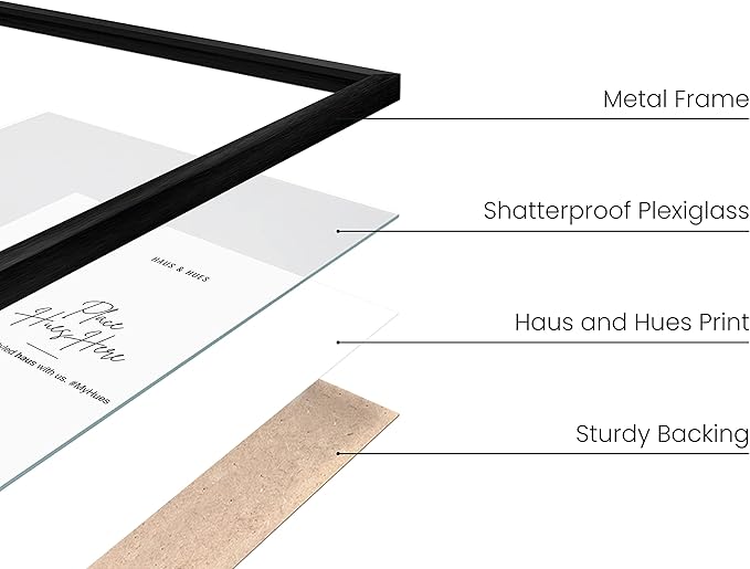HAUS AND HUES 6x8 Black Metal Picture Frames - Premium Aluminum, Vertical Hanging, Easel Back for Tabletop, Home, Office (Set of 15)