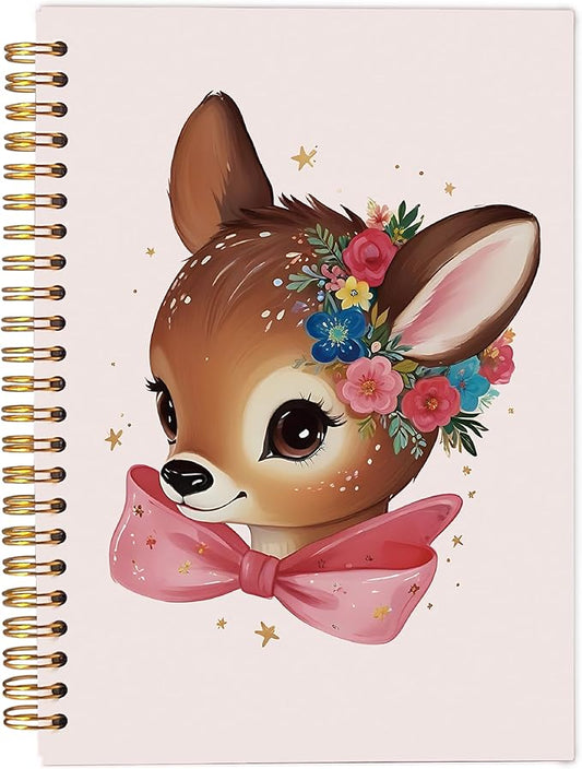 Christmas Notebook, Pink Bow Deer Coquette Christmas Journal, Deer Gifts for Women, Christmas Office Gifts, Christmas Composition Notebook, Christmas Spiral Notebook 5.5x8.3 Inch
