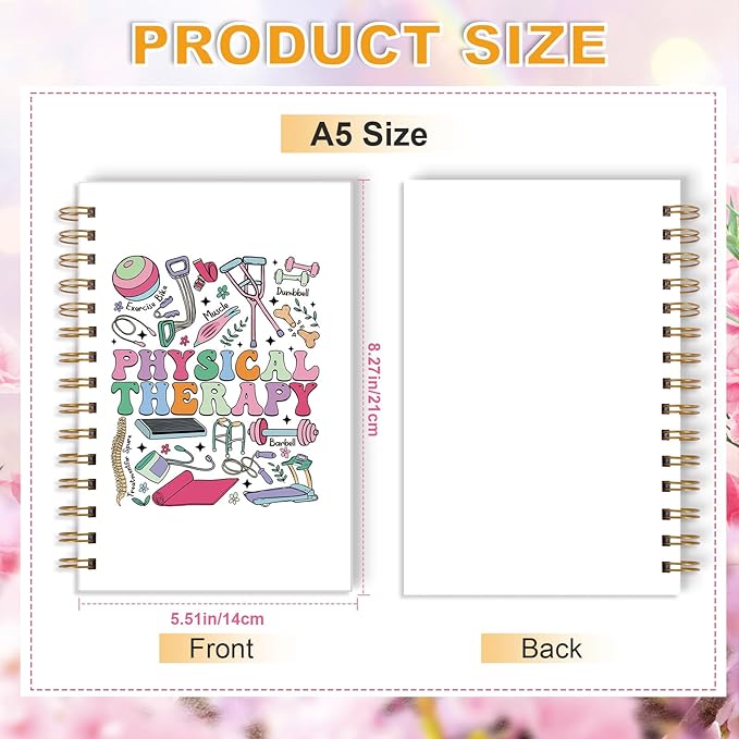 Physical Therapy Spiral Notebook - Physical Therapist Gifts, Hardcover Spiral Journal Notebook for PT Women, PT Month Appreciation Gift, Therapist Journal Notebooks for Note Taking 5.5x8.3 Inch