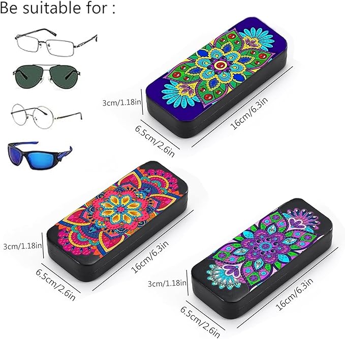 Leatrice 3pcs 5d Diamond Art Kits for Adults Small Diamond Painting Kit Gem Art Paint by Diamonds Dots Eyeglasses Case DIY for Beginner Women