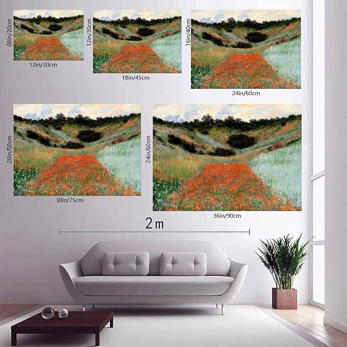 CFIOZYOS 40+ Monet Famous Print Posters Poppy Field in A Hollow near Giverny by Claude Monet Impressionism Canvas Wall Art Print Poster For Home School Office Decor Unframe 20×30inch(50×75cm)