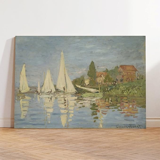 CFIOZYOS 40+ Monet Famous Print Posters Regattas at Argenteuil by Claude Monet Impressionism Canvas Art Poster And Wall Art Picture Print Modern Family Bedroom Decor Posters Frame 24×36inch(60×90cm)