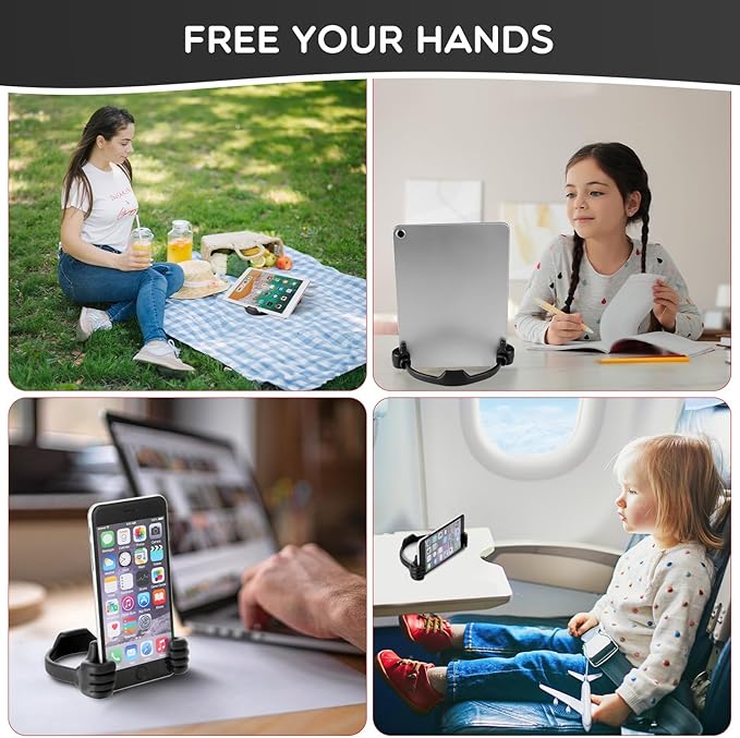 Yaomiao 8 Pcs Thumbs up Shaped Cell Phone Stands Universal Cell Phone Holder Flexible Mobile Phones Stand Adjustable Smartphone Stand Holder for Desk Offices Bedrooms Airplanes Travel (Black)