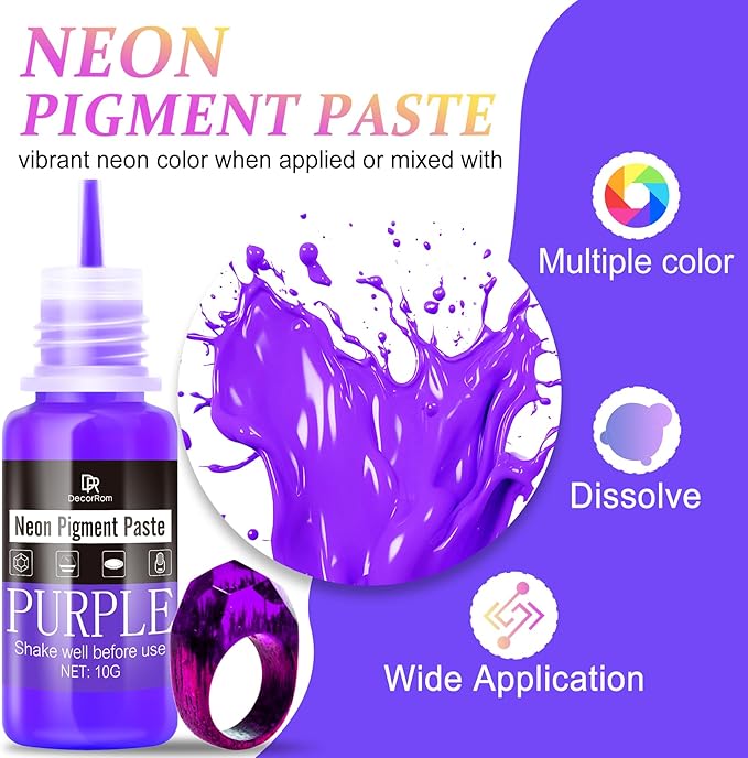 Neon Pigment Paste, 12 Colors Pigment Paste for Epoxy Resin, Opaque Resin Pigment, Vibrant Color Easily Mix for Making Jewelry, Bath Bombs, Soap, Candles, Halloween Themes, Nail Art, Slime/Coasters