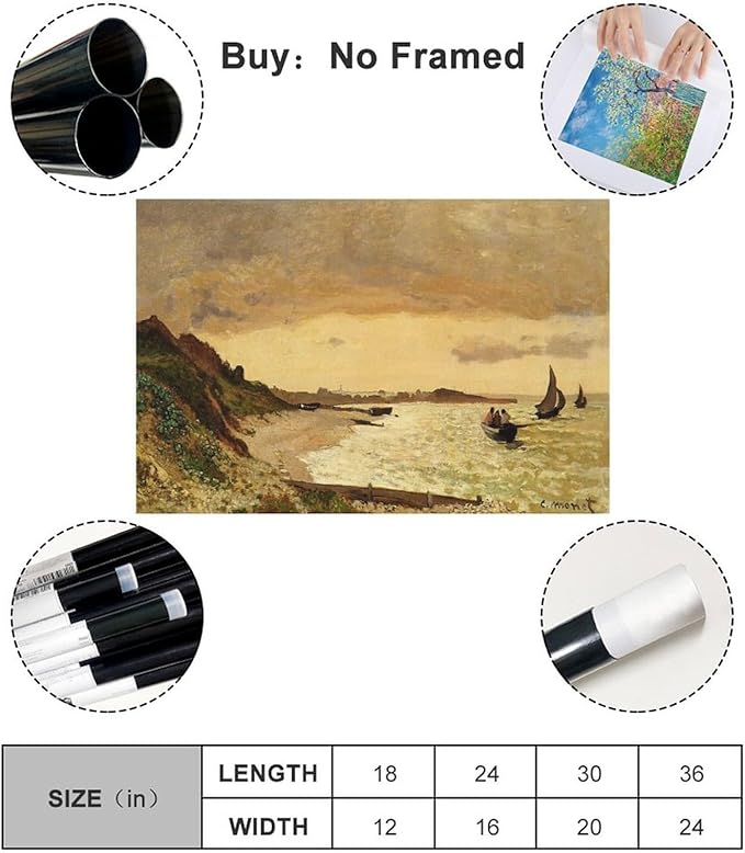 40+ Monet Famous Print Posters The Coast at Sainte-Adresse by Claude Monet Impressionism Canvas Art Poster And Wall Art Picture Print Modern Family Bedroom Decor Posters Unframe 12×18inch(30×45cm)