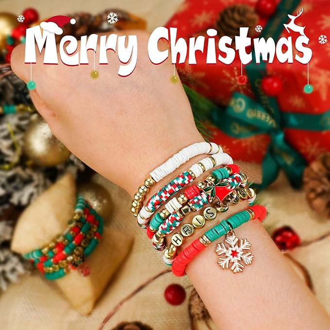 Gionlion Christmas Gifts for Kids Girls - 24 Colors Clay Beads Bracelet Making Kit, Christmas Crafts Toys DIY Arts and Crafts for Kids Age 6-13