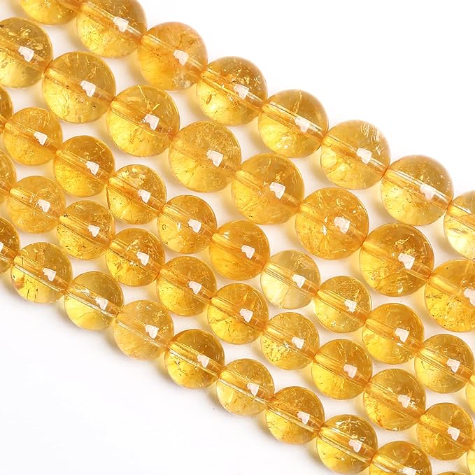 4MM 86PCS Natural Citrine Yellow Quartz Crystal Round Spacer Loose Beads for Jewelry Making 15 inches DIY Bracelet Necklace