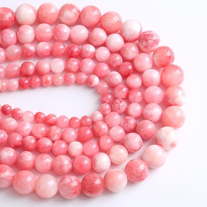 8MM 46PCS Pink Persian Jade Spacer Loose Beads for Jewelry Making DIY Bracelet Necklace