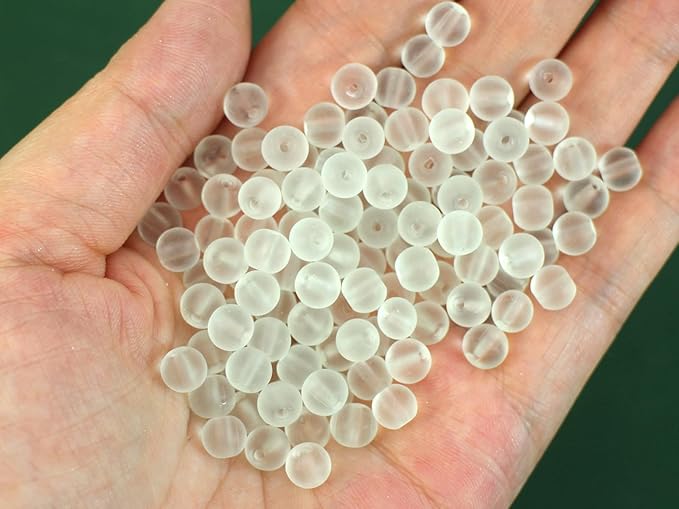 Pamir Tong 900PCS 6mm Matte White Frosted Round Glass Beads Bracelet Space Loose Smooth Beads for Jewelry Making, Earring, Necklaces, Keychains, Lanyards & Adult Crafting