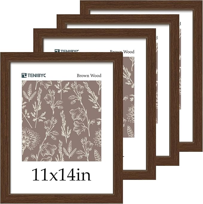 Picture Frame 4 Pack - Solid Wood Poster Photo Frame - Woodgrain Series - Room, Office, Gallery, Studio Display - Wall Hanging
