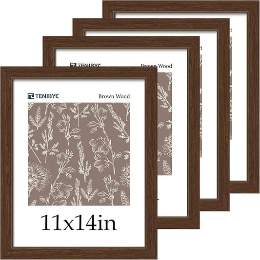 Picture Frame 4 Pack - Solid Wood Poster Photo Frame - Woodgrain Series - Room, Office, Gallery, Studio Display - Wall Hanging
