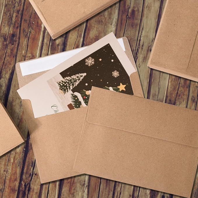 Keketer A4 Kraft 4x6 Envelopes 70 Pack Self - Seal, for 4x6 Cards, Weddings, Invitations, Baby Shower 4.25 x 6.25 Inches