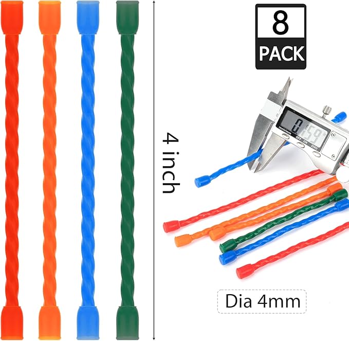 8PCS Silicone Cable Ties 4-Inch Reusable Twist Ties Steel-Core Cord Tie Straps Bendable Organizer All Purpose for Indoor Outdoor Bundling Holding Securing and Wrapping Cables (4 Colors)