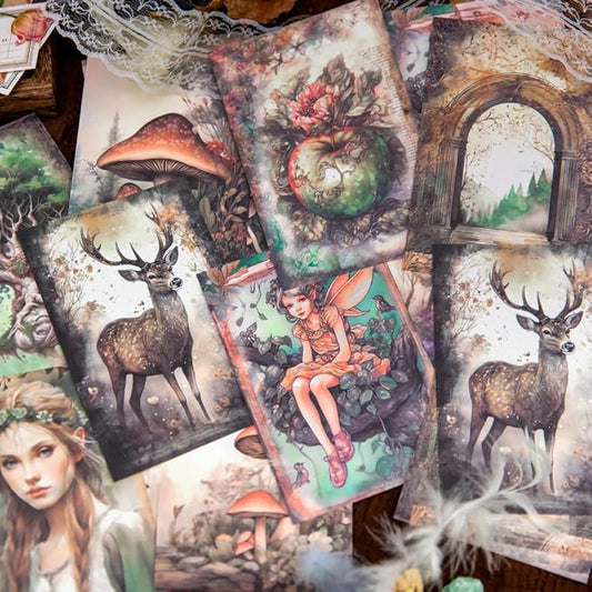 Yoksas 150 Sheets Vintage Forest Mushroom Scrapbook Paper - Fantasy Junk Journal Decorative Cardstock for Posters,Card Making,Scrapbook Craft Supplies