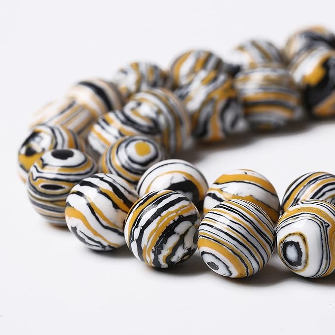 120pcs 6mm Natural Yellow Malachite Beads Round Loose Spacers Beads for Jewelry Making DIY Bracelets Necklace 2 Strand 32"