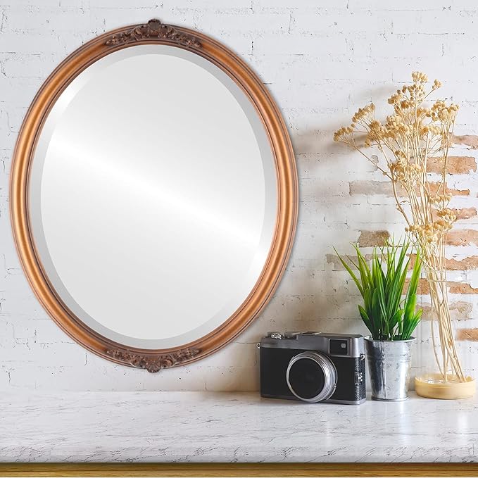 OVALCREST Oval Beveled Wall Mirror for Home Decor - Contessa Style - Sunset Gold - 18" x 14"
