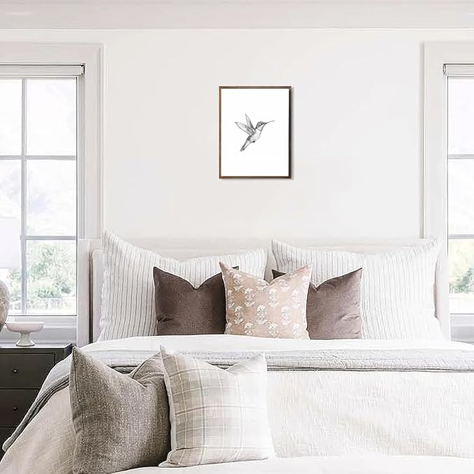 uniro Vintage Wall Art Prints Farmhouse Decor Hummingbird Sketch Canvas Oil Painting Black and White Bird Neutral Vintage Artwork Pictures for Bedroom Living Room Decor (8" x 10"-UNFRAMED)