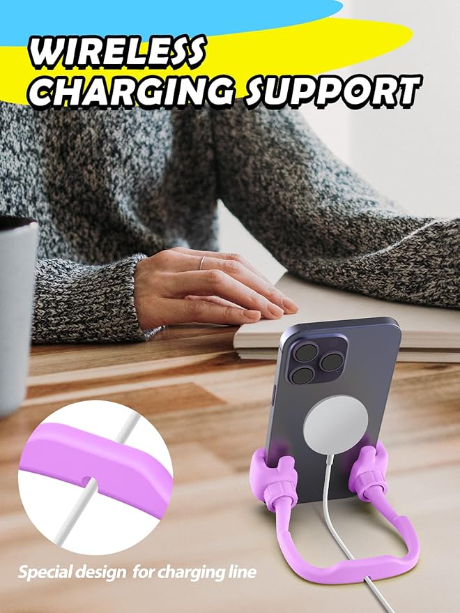 Stocking Stuffers for Teen Boys Girls Kids Cell Phone Stand - 2 Pack Thumbs Up Lazy Phone Holder for Desk Birthday Gifts for Adults Women Men (Bright Purple & Avocado Green, 2)