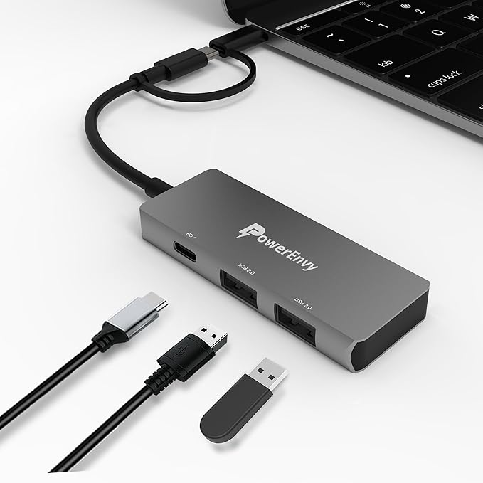 USB C HUB, Adapter Multiport Data,USB C to 2 USB A and Charging with Type C to Micro Plug USB Data Transfer Port for MacBook,iPad Pro/Air,XPS,MateBook and More
