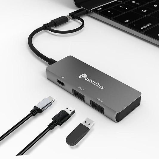 USB C HUB, Adapter Multiport Data,USB C to 2 USB A and Charging with Type C to Micro Plug USB Data Transfer Port for MacBook,iPad Pro/Air,XPS,MateBook and More