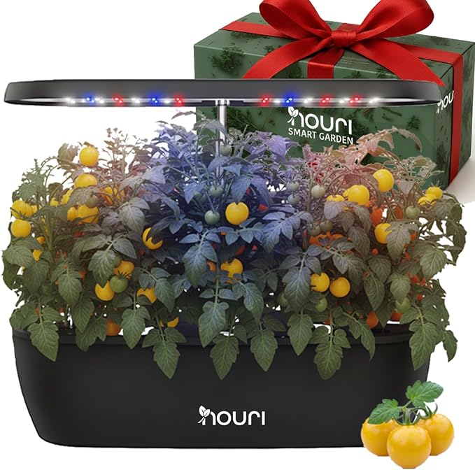 Nouri 12 pod Smart Garden for Home Cooks | w/Heirloom Salad | Hydroponics Growing System | LED Grow Lights | Indoor Herb Garden Kit | Herb Growing Kit Indoors for Plant Lovers, Gardeners, Kitchen