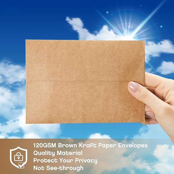 Fainne 1000 Pack Brown Envelopes Bulk, Kraft Envelopes for Invitation, 120 GSM Gift Card for Office, Gift, Party, Baby Shower, Wedding (A4,4.25 x 6.25")