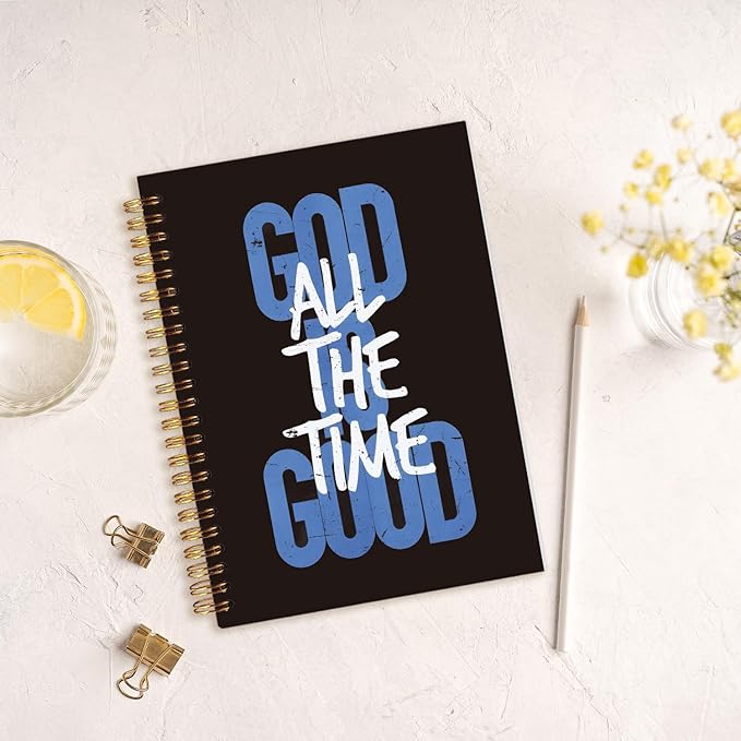 MOFUYU Bible Study Journal,Prayer Journal for Woman,Inspirational Christian Gifts for Women,God is Good All the Time Bible Journaling, Church Notes Notebook, Scripture Hardcover Spiral Notebooks 5.5x8.3 Inch