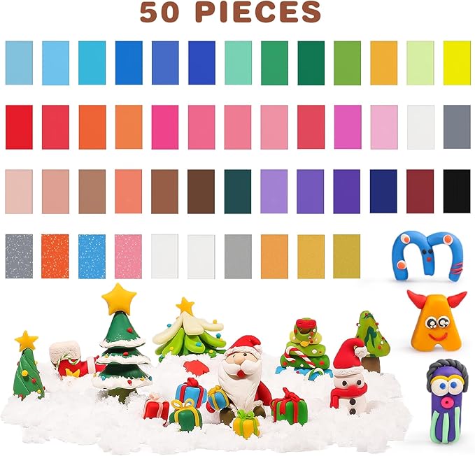 CiaraQ Polymer Clay Kit, 48 Colors Modeling Clay for Kids, Small Blocks Oven Bake Clay, DIY Mold Starter Kits, Gifts for Children&Adult and Artist.
