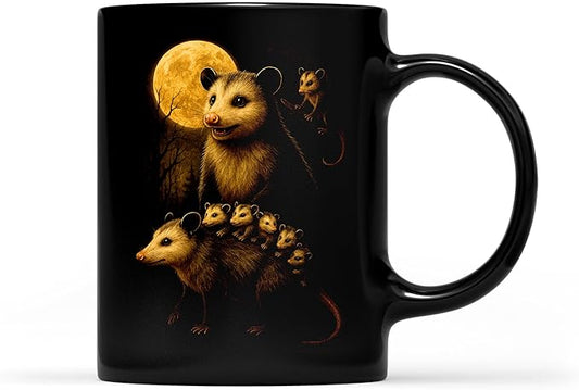 Personalized Vintage 90s Opossum, Retro Wildlife, Baby Possum Nature Animal Moon, Cute Possum Y2k Forest Aesthetic Coffee Mug, Gift For Men, Women Ceramic Mug 11oz - 15oz