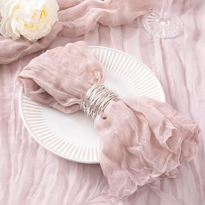 20 Pack Pink Cheesecloth Napkins Spring Cloth Napkins Set of 20 Pale Pink Dinner Napkins Bulk 21x21 Inches for Wedding Bridal Shower Baby Shower Valentine's Day