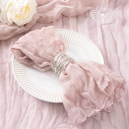 20 Pack Pink Cheesecloth Napkins Spring Cloth Napkins Set of 20 Pale Pink Dinner Napkins Bulk 21x21 Inches for Wedding Bridal Shower Baby Shower Valentine's Day