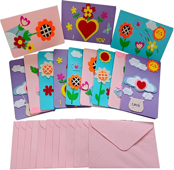 EAJASUCE 12 Set Card Making Kit, Greeting Card Making Kits, Craft DIY Handmade Card Making Supplies Thank You Cards Art Crafts for Kids Christmas Birthday