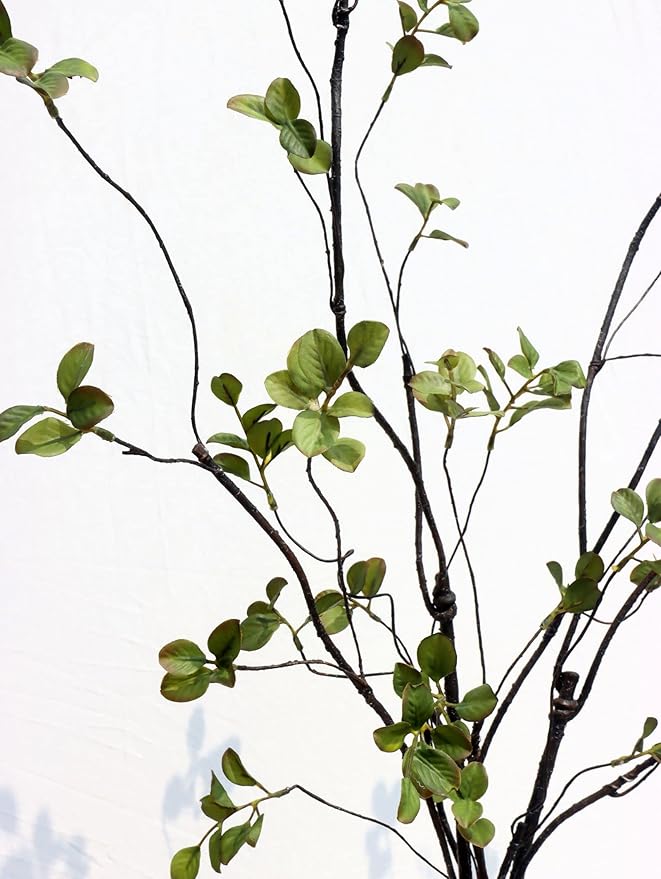 3Pcs 38.8" Faux Greenery Plant Stems and Branches for Tall Vase,Artificial Tree Branches and Twigs for Decoration (Green Leaves & Brown Stem)