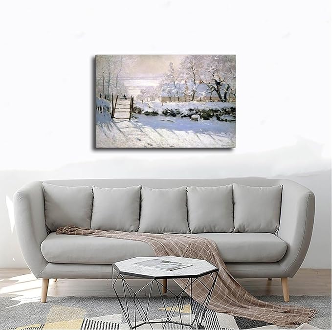 CFIOZYOS Claude Monet - The Magpie Canvas Art Poster And Wall Art Picture Print Modern Family Bedroom Decor Posters Frame 16x24inch(40x60cm)