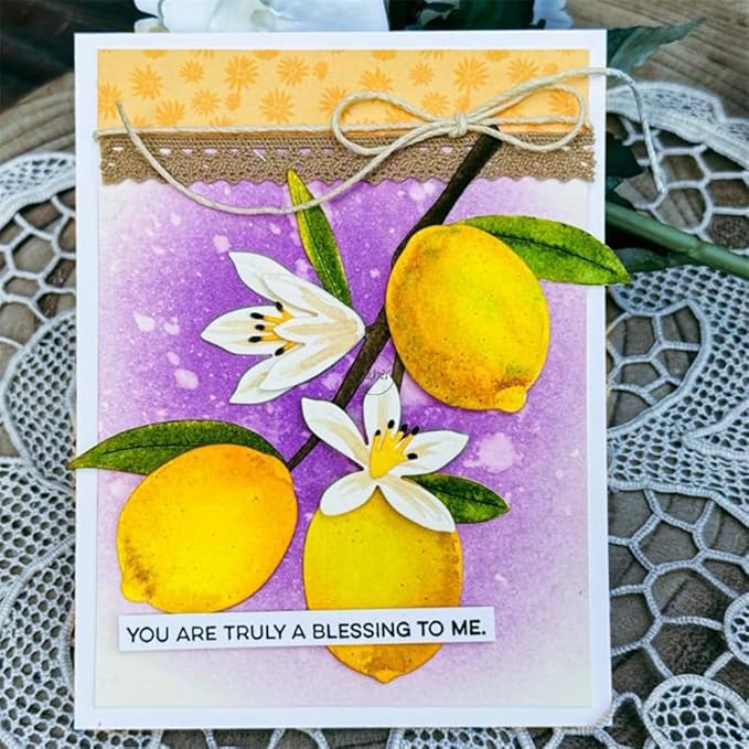 DzIxY Patchwork Branches Flowers Leaves Lemons Metal Cutting Dies for Card Making Kit Embossing Paper Die Cuts Set Scrapbook Stencils Supplies Machine Templates