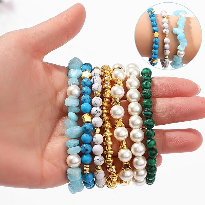 1000Pcs Pearl Beads for Bracelets Making -4mm 6mm White Pearl Beads with Gold Spacer Bead & Shell Jewelry for Bracelet Necklace DIY Craft Making Kit, Beach Theme Friendship Jewelry Making Kit