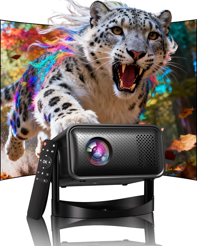 Smart Projector with WiFi and Bluetooth, UCOCARE Mini Portable Projector 4K Supported, Native 1080P Projector, Electric Focus, Auto Keystone, 50% Zoom, Video Home Movie Projector for Phone/PC/TV Stick