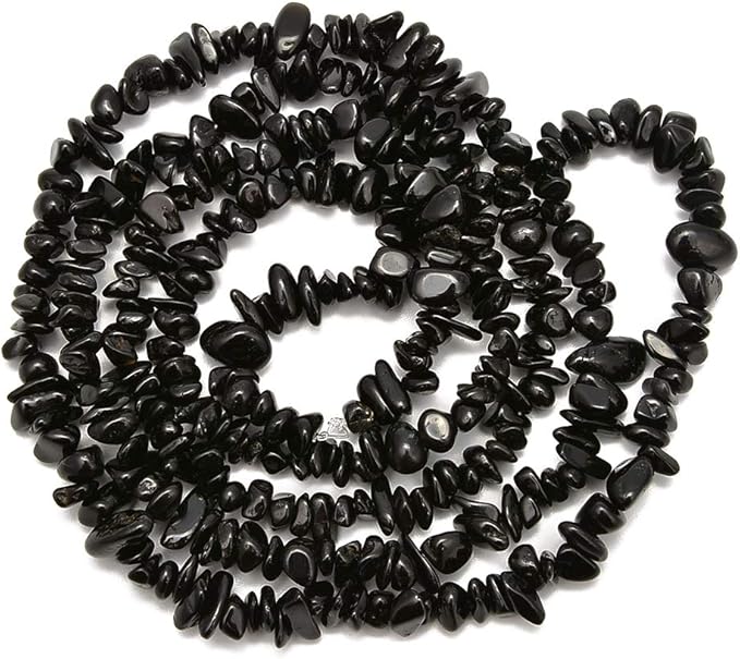 Gemstone Chips Natural Black Tourmaline 3-5mm Healing Crystals Waist Bracelets Necklace Kit Irregular Stone DIY Crafts Design Jewelry Making Approxi 32 inch