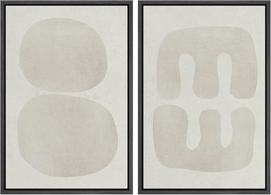 SIGNWIN Framed Canvas Print Wall Art Set Dark Black Color Field Landscape Abstract Shapes Cozy Neutral Modern Art Minimalism Decorative Nordic for Living Room, Bedroom, Office - 24"x36"x2 Black