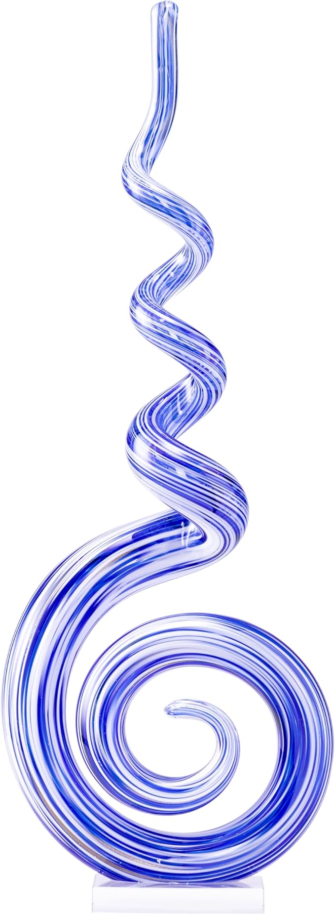 15" Tall Hand-Blown Murano-Style Glass Sculpture Statues Art Ornament Statue Figurines Home Decor Accent Piece Coastal Ocean Nautical Home Decor,Shelf,TV Stand,Tabletop Centerpieces,Wonderful Gift